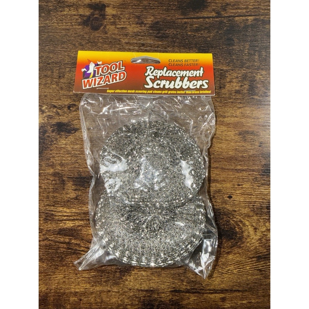 VTG 02 Tool Wizard Replacement Scrubbers Grill Brush Pads Mesh BBQ Cleaner 2 Pkg